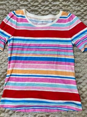 Talbots Bright Multi-Striped Short Sleeve Tee